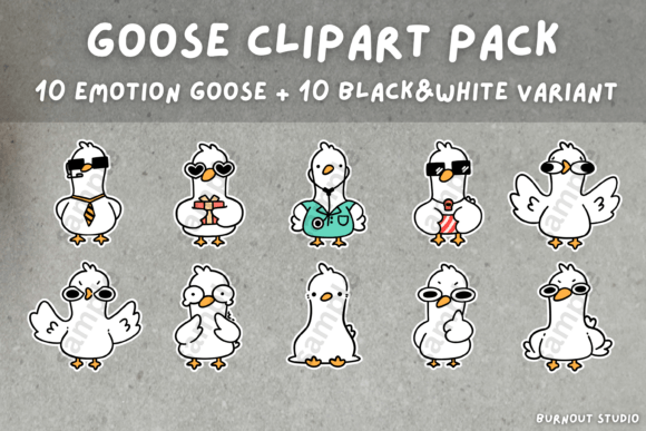 Download Goose Clipart Pack PNG Instant Download - Premium Resources