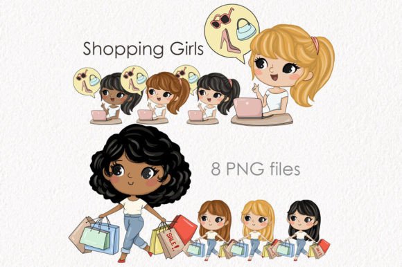 Download Shopping Girls Clipart Instant Download - Premium Resources